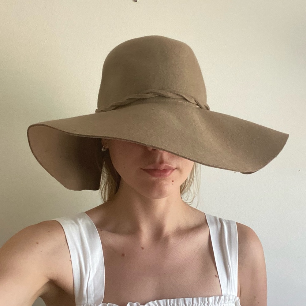 PacSun Taupe Floppy Brimmed Wool Hat